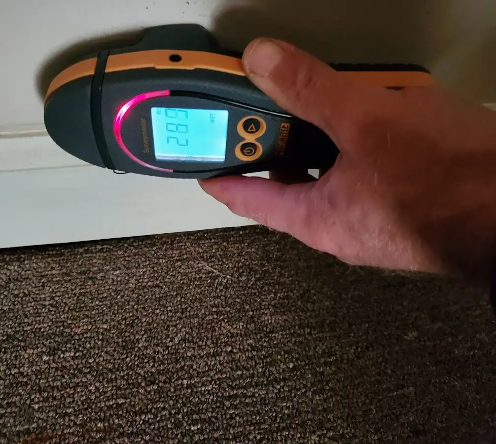 Moisture detection at baseboard during Sewage Cleanup & Sanitation in Clemson University